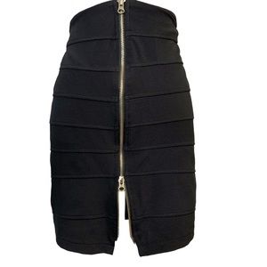 TOTO COLLECTION Vintage Ribbed Zip Front Mini Skirt Sz M